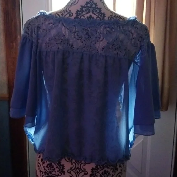 Women's Sheer Floral Lace Short Sleeve Cropped Bolero NWOT Size XL - Picture 5 of 12